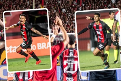 Jogadores do Vitoria comemoram gol no Barradao