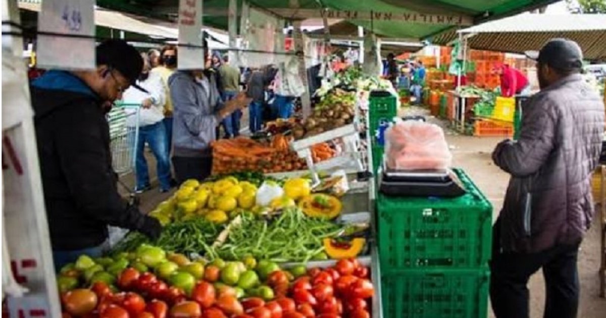 Consumidores em feira de hortifruti