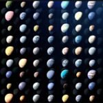 Ilustração de planetas em fileiras