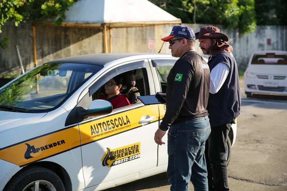 Motorista em exame de direção