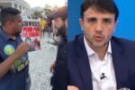 Montagem de fotos do ato político em frente à Reitoria da UFBA