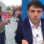 Montagem de fotos do ato político em frente à Reitoria da UFBA