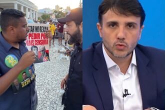 Montagem de fotos do ato político em frente à Reitoria da UFBA