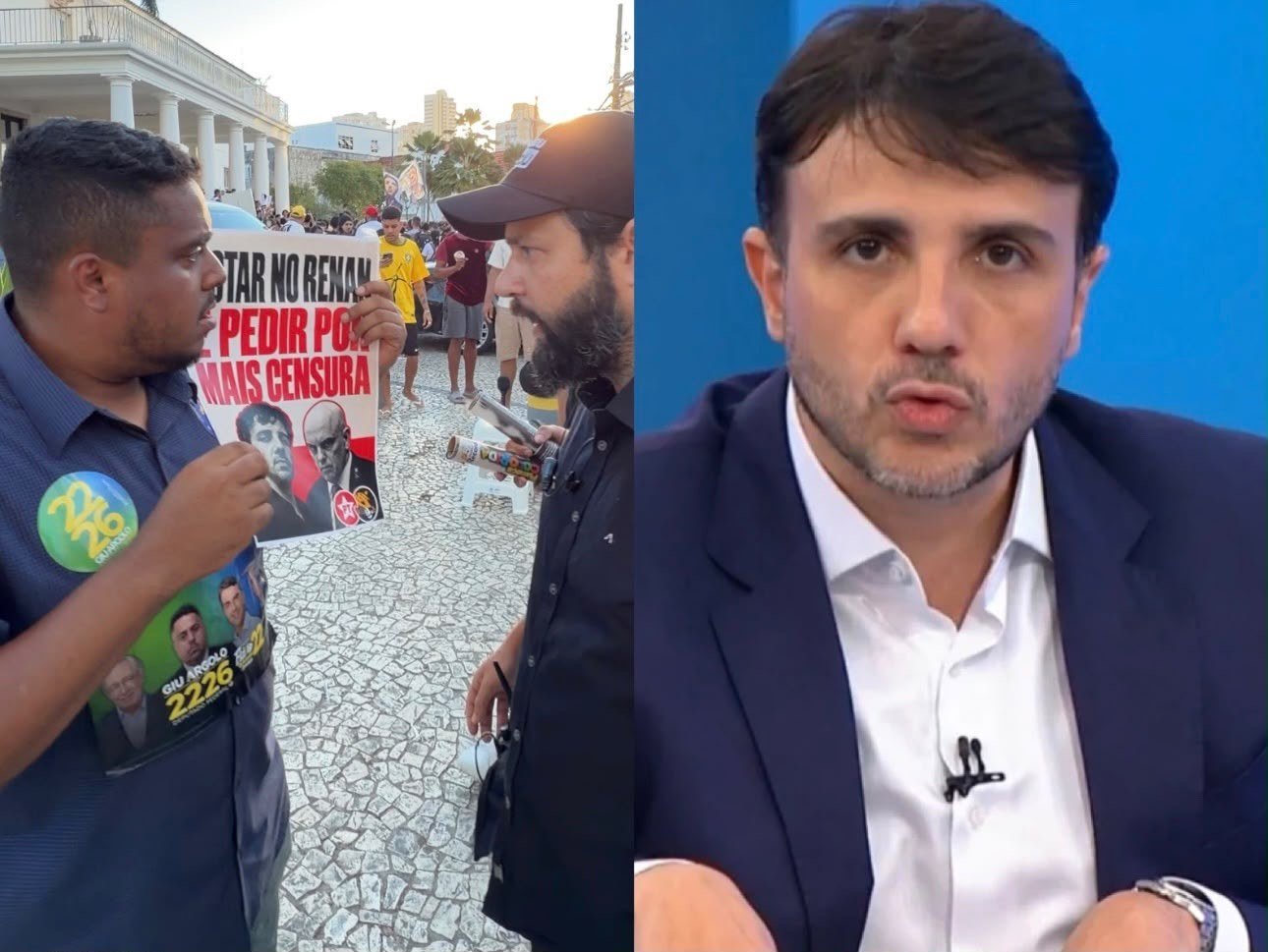 Montagem de fotos do ato político em frente à Reitoria da UFBA