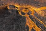 Imagem de radar mostra lava escorrendo pela encosta de um vulcão