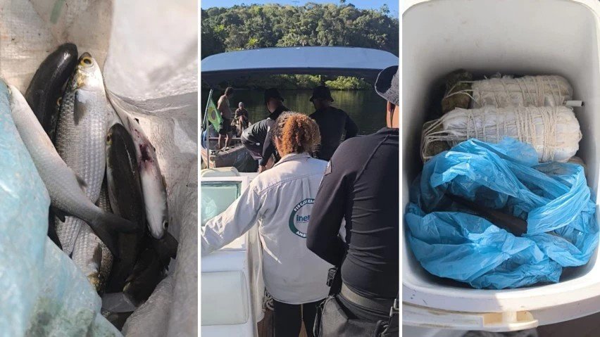 Material apreendido em ação contra pesca com explosivos