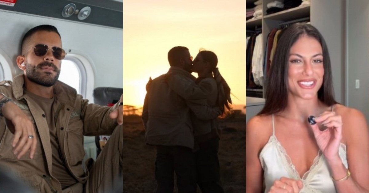 Mari Gonzalez e Pipo Marques se beijam ao pôr do sol