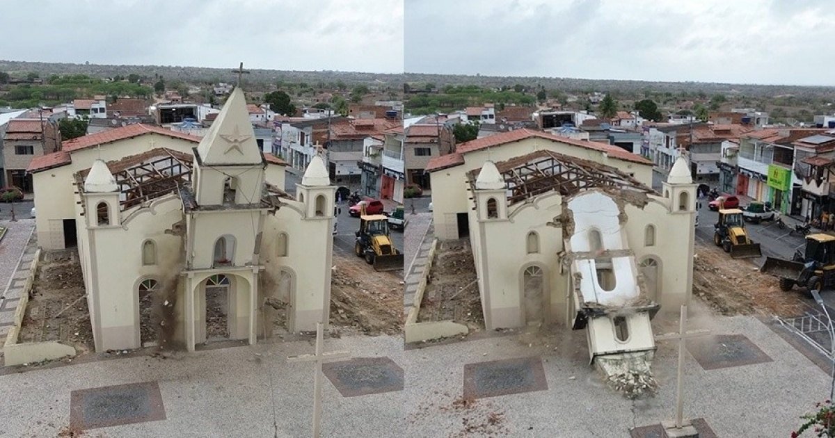 Demolição da Igreja Matriz de Santo Antônio de Pádua em Retirolândia