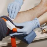 Coleta de sangue em laboratório