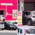 Carro dentro de farmácia no Saboeiro