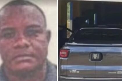 Eginaldo de Jesus Santos e o carro apreendido