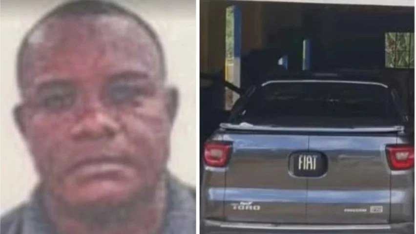 Eginaldo de Jesus Santos e o carro apreendido