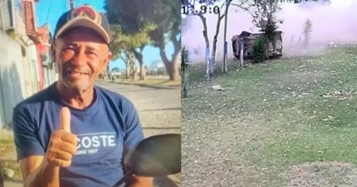 Antônio Bispo dos Santos e imagem de câmera mostrando carro capotado