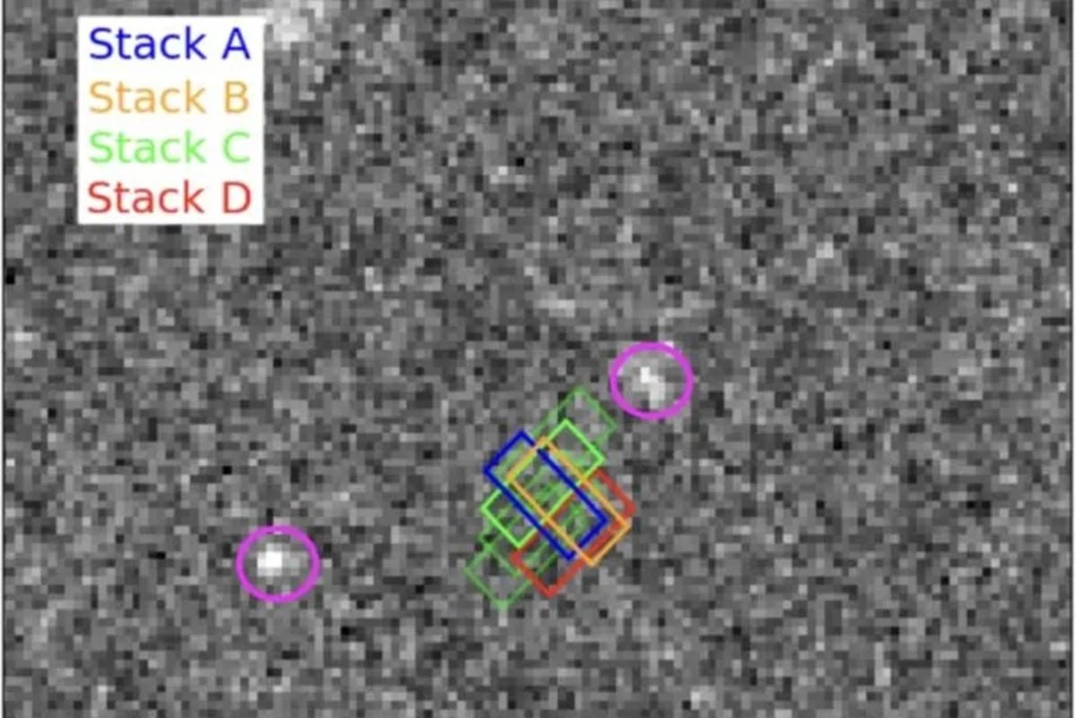 Imagem astronômica com o objeto do sinal destacado