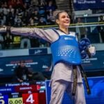 Maria Clara Pacheco comemora vitória no Grand Prix de Paris de taekwondo